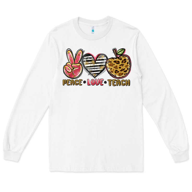 Peace Love Teach Long Sleeve Tee by NancyCooperArtShop | Teevron