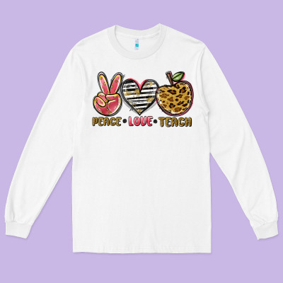 Peace Love Teach Long Sleeve Tee Designed By Nancycooperartshop