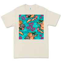 Bone valentines day cupid and neon heart seamless pattern Premium Tee - BundleAndBundleShop