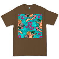 Cacao valentines day cupid and neon heart seamless pattern Premium Tee - BundleAndBundleShop