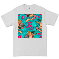 Valentines Day Cupid And Neon Heart Seamless Pattern Premium Tee | Teevron