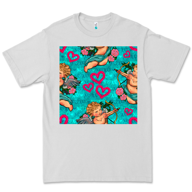 Valentines Day Cupid And Neon Heart Seamless Pattern Premium Tee by BundleAndBundleShop | Teevron
