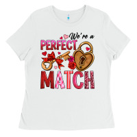 White we're a perfect match Ladies Tee - OliviaCreatesArt