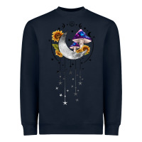 Navy moon and mushrooms with sunflower Heavyweight Sweatshirt - MaliasSmallBusiness