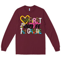 Burgundy my first day of 1st grade Long Sleeve Tee - NancyCooperArtShop