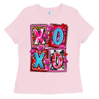Bubblegum Pink xoxo with roses and candies olivia Ladies Tee - OliviaCreatesArt