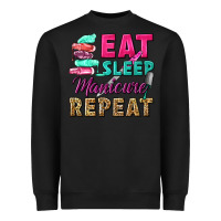 Black eat sleep manicure repeat Heavyweight Sweatshirt - NancyCooperArtShop