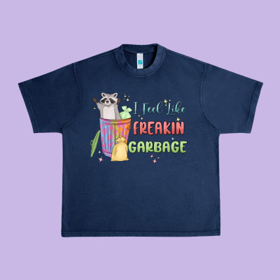 I Feel Like Garbage Raccoon Urban Heavy Tee Designed By Maliassmallbusiness