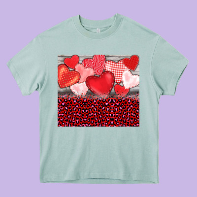 Valentine's Day Red Hearts Red Leopard Heavy Core Tee Designed By Barkaloodesign