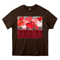 Chocolate Brown valentine's day red hearts red leopard Heavy Core Tee - BarkalooDesign