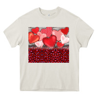 Cream valentine's day red hearts red leopard Heavy Core Tee - BarkalooDesign
