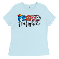 Baby Blue proud firefighter Ladies Tee - HRA Design Shop