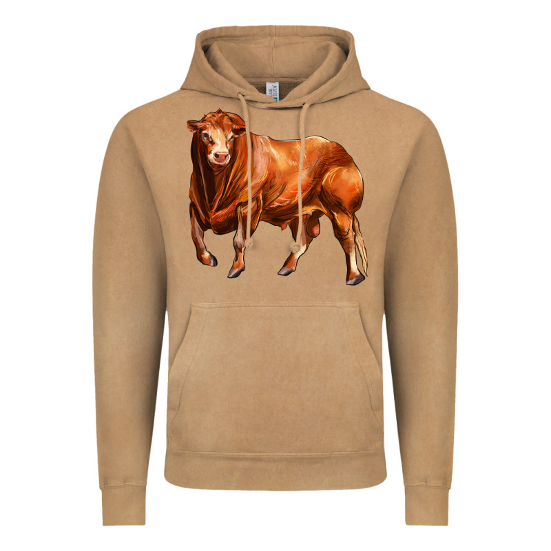 Red Angus Bull Vintage Hoodie by LillyAllenDesigns | Teevron