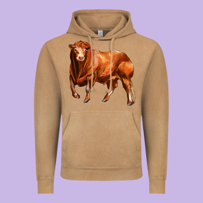 Red Angus Bull Vintage Hoodie Designed By Lillyallendesigns