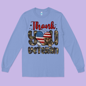 Thank You Veteran Long Sleeve Tee Designed By Maliassmallbusiness