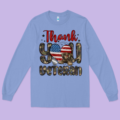 Thank You Veteran Long Sleeve Tee Designed By Maliassmallbusiness