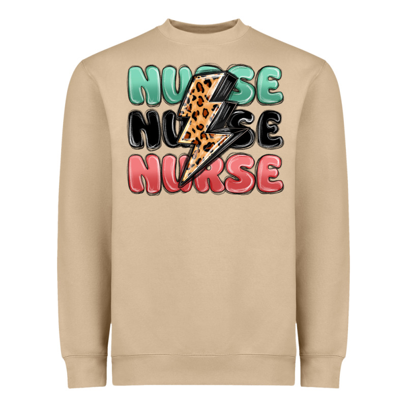Nurse Leopard Lightning Bolt Heavyweight Sweatshirt by MaliasSmallBusiness | Teevron