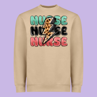 Nurse Leopard Lightning Bolt Heavyweight Sweatshirt Designed By Maliassmallbusiness