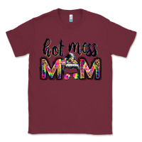 Burgundy hot mess mom messy bun Classic Tee - JahusDesignShop