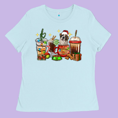 Christmas Coffee Cups With Saint Bernard Ladies Tee Designed By Ranaportraitstore