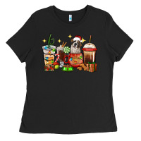 Black Christmas coffee cups with Saint Bernard Ladies Tee - RanaPortraitStore