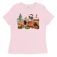 Bubblegum Pink Christmas coffee cups with Saint Bernard Ladies Tee - RanaPortraitStore