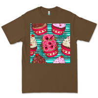 Cacao valentines day flower cupcakes and serape seamless pattern Premium Tee - BundleAndBundleShop