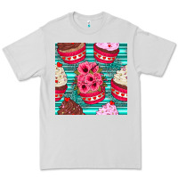 Dove Grey valentines day flower cupcakes and serape seamless pattern Premium Tee - BundleAndBundleShop