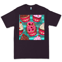 Plum valentines day flower cupcakes and serape seamless pattern Premium Tee - BundleAndBundleShop