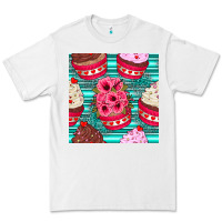 White valentines day flower cupcakes and serape seamless pattern Premium Tee - BundleAndBundleShop