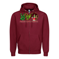 Burgundy Peace Love Grinch Zipper Hoodie - Bettercallsaul
