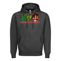 Charcoal Heather Peace Love Grinch Zipper Hoodie - Bettercallsaul