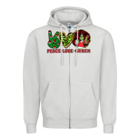 Dove Grey Peace Love Grinch Zipper Hoodie - Bettercallsaul