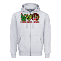 Heather Grey Peace Love Grinch Zipper Hoodie - Bettercallsaul