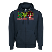 Navy Peace Love Grinch Zipper Hoodie - Bettercallsaul