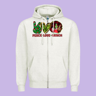 Peace Love Grinch Zipper Hoodie Designed By Bettercallsaul