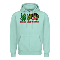 Seafoam Peace Love Grinch Zipper Hoodie - Bettercallsaul
