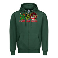 Sports Green Peace Love Grinch Zipper Hoodie - Bettercallsaul