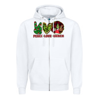 White Peace Love Grinch Zipper Hoodie - Bettercallsaul