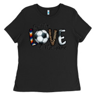 Black for the love of the game socer Ladies Tee - CowhideDigitalArt