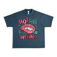 Midnight Navy hot girls go to therapy Urban Heavy Tee - MaliasSmallBusiness
