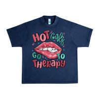 Navy hot girls go to therapy Urban Heavy Tee - MaliasSmallBusiness