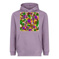 Lavender Mardi Gras jester had and crawfish with leopard pa Heavyweight Hoodie - HowdyJamesFarm