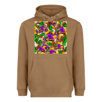 Toasted Coconut Mardi Gras jester had and crawfish with leopard pa Heavyweight Hoodie - HowdyJamesFarm