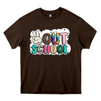 Chocolate Brown peace out school Heavy Core Tee - JahusDesignShop