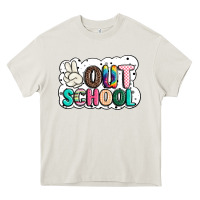 Cream peace out school Heavy Core Tee - JahusDesignShop