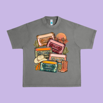 Customized Country Cassette Tapes Urban Heavy Tee Designed By Maliassmallbusiness