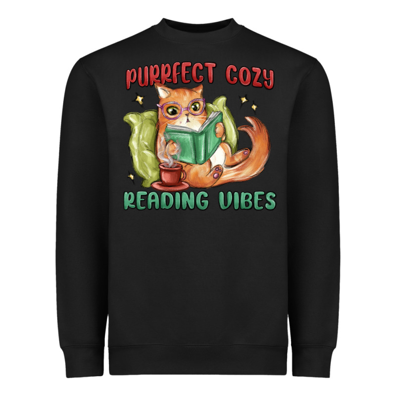 Purrfect Cozy Reading Vibes Heavyweight Sweatshirt by MaliasSmallBusiness | Teevron