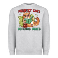 Heather Grey purrfect cozy reading vibes Heavyweight Sweatshirt - MaliasSmallBusiness