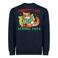 Navy purrfect cozy reading vibes Heavyweight Sweatshirt - MaliasSmallBusiness